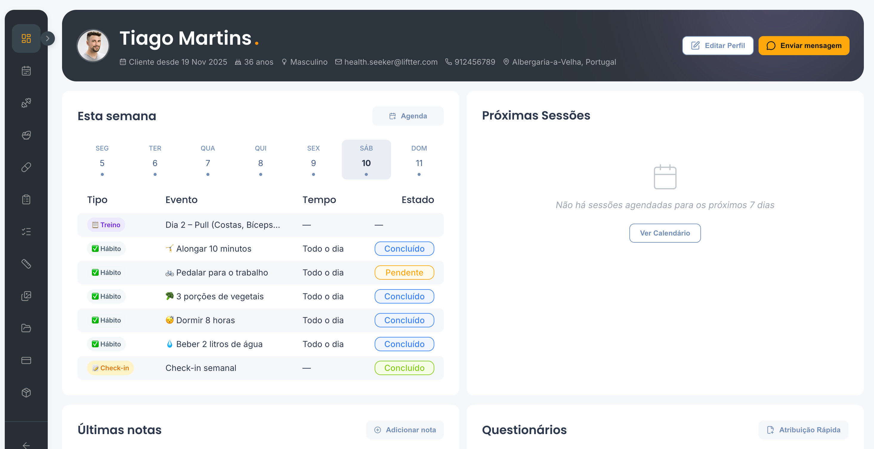 Um espaço completo de cliente na Liftter