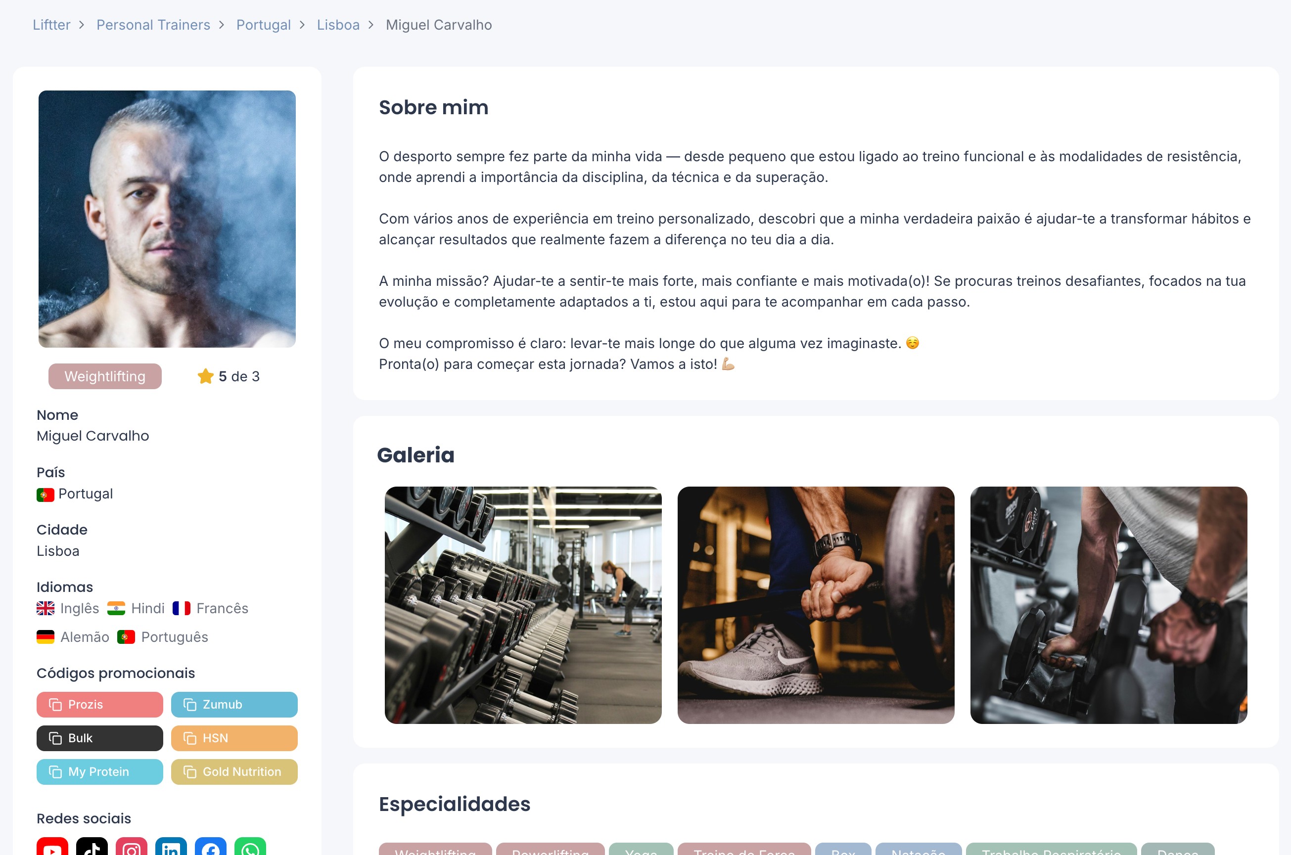 A trainer profile